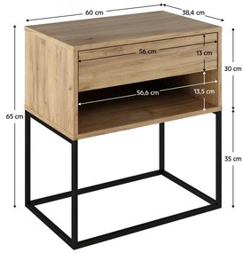 Éjjeliszekrény Autor (artisan tölgy + fekete) . 1116236