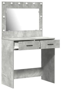 Sminktükör LED világítással Beton szürke 78,5x41x135 cm