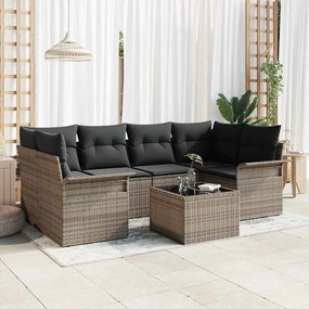 vidaXL Kerti Kanapé Szett 7 pcs Szürke Poli rattan
