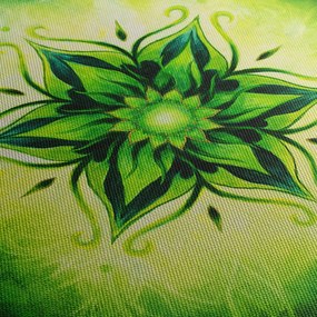 Kép - Virág mandala zöld háttérrel (90x60 cm)
