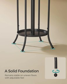 Szabadon álló ruhafogas esernyőtartóval, fekete