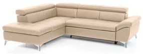 Bőrkárpitos, balos, L-alakú SALERNO II sarokkanapé, bézs színű