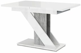 Asztal Goodyear 105Beton, Fényes fehér, 76x80x120cm, Hosszabbíthatóság, Laminált forgácslap, Laminált forgácslap