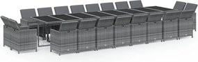 vidaXL 21 részes szürke polyrattan kerti étkezőgarnitúra párnákkal