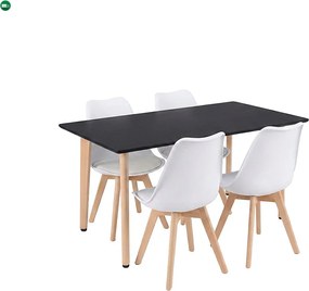 Silla 120 4+1 étkező garnitúra fekete-fehér