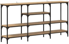 vidaXL Konzolasztal polcokkal kézműves tölgy 160 x 29 x 80 cm Faanyag