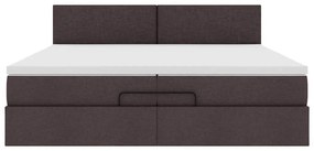 Ottomán ágykeret matraccal sötétbarna 200x200 cm szövet