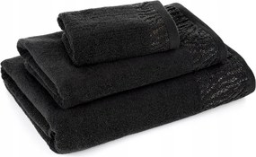 Margo cérnával átszőtt bordó pamut törölköző 70x140 fekete