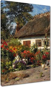 Vászonkép 60x90 Vidéki házikó virágokkal