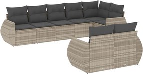 vidaXL 8 részes világosszürke polyrattan kerti ülőgarnitúra párnával