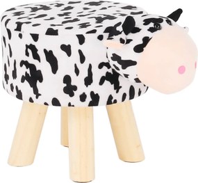 Puff kistehén alakban, Velvet anyag fehér/fekete/natúr, MOLLY