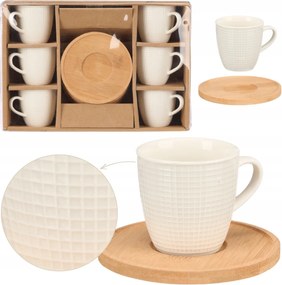 Fülescsésze készlet 6 db porcelán Alátétek krém elegáns Szett ajándék