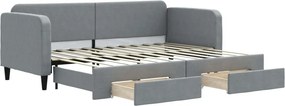 vidaXL világosszürke kihúzható szövet heverő fiókokkal 80 x 200 cm