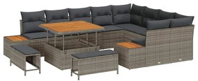vidaXL Kerti Kanapé Szett 12 pcs Szürke polirattan