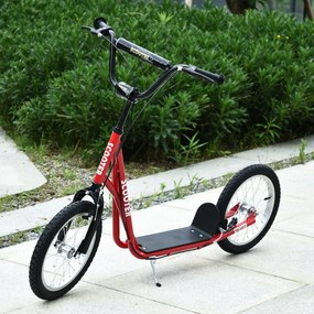 HOMCOM Roller Skateboard Gyerekeknek +5 Éveseknek és Tinédzsereknek, Magasságban Állítható Kormányzó, 2 Inflatable Gumikerék, Kétfékes és 16" Kerekek,