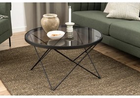 Fekete dohányzóasztal üveg asztallappal ø 80 cm Cuxton – Actona