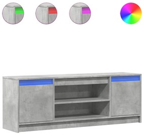 betonszürke szerelt fa TV-szekrény LED-ekkel 139,5 x 34 x 50 cm