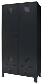 vidaXL ipari stílusú fekete fém ruhásszekrény 90 x 40 x 180 cm