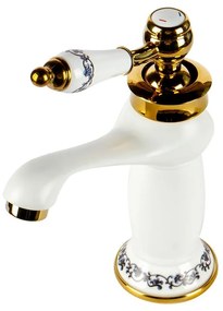 Izmir White & Gold retro mosdó csaptelep