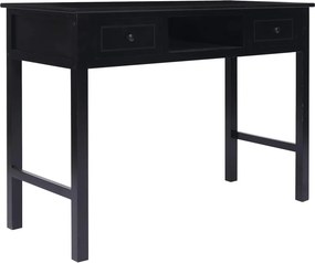 vidaXL fekete tömör császárfa íróasztal 108 x 45 x 76 cm