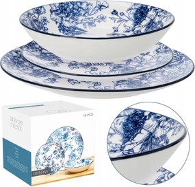 Étkészlet 18 Db-os 6 Személyes Étkészlet Klasszikus Virágmintás