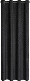 Bársony függöny 140X250 fekete, geometrikus mintás karika