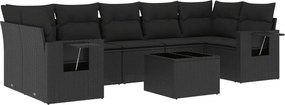 vidaXL 8 részes fekete polyrattan kerti ülőgarnitúra párnákkal