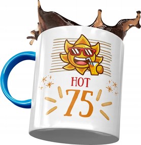 Kék Bögre Születésnapra 75 75-es 75-ös, fényképes nyomattal