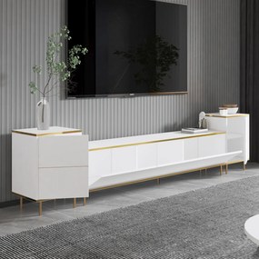 TV szekrény Imaj - White, Gold