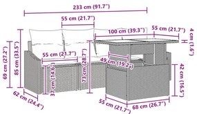 5 Darabos Kert Bútor Szett Párnákkal Bézs Poli Rattan