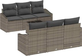 vidaXL Kanapé Szett párnával párnával 7 pcs Szürke polirattan