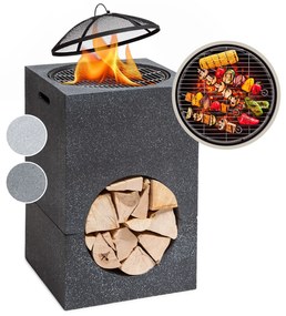 Monolith, tűzrakóhely grillel, MGO és acél fedél, szikrafogó