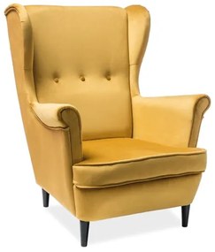 Fotel füles, mustár bársony / wenge, LORD VELVET