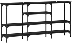 Konzolasztal polcokkal Musta tammi 160 x 29 x 80 cm Faanyag
