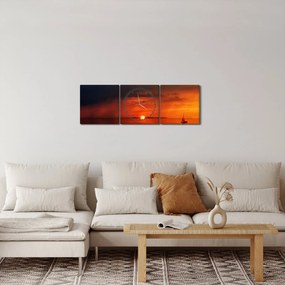 Vitorlás naplementekor (órával) (90x30 cm)