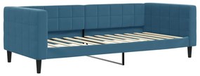 kék kihúzható bársony heverő fiókkal 90 x 200 cm