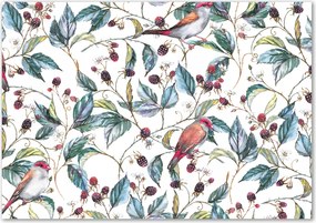 Lacobel panel szeder és madarak grafikával Ragasztó Ingyenes