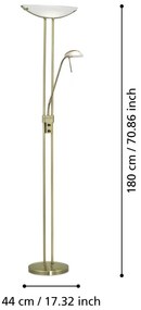 Bronzszínű állólámpa üveg búrával (magasság 180 cm) BAYA – EGLO