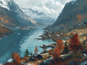 Vászonkép Canvas Tájkép Skandinávia Norvégia Fjord Hegyek Kilátás 100x75