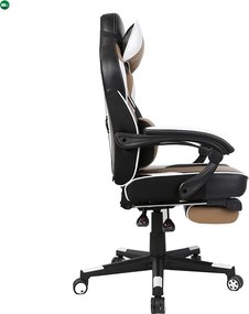 Irodai/gamer fotel, fekete/fehér/bézs, OZGE