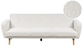 Háromszemélyes fehér buklé kanapéágy FLORLI Beliani