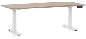 OfficeTech C állítható magasságú asztal, 180 x 80 cm, fehér alap, tölgy