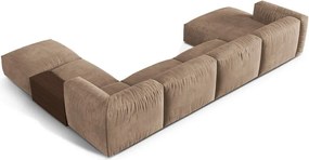 Világosbarna bársony moduláris sarokkanapé (jobb oldali-U alakú) Martina – Micadoni