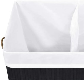 fekete bambusz szennyestartó kosár 2 résszel 100 L