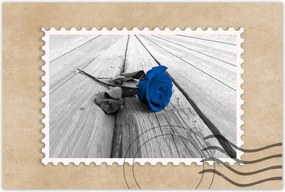 Poszterek 120x80 Kék rózsa a deszkákon