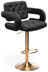 HR8403W Fekete modern velúr szék arany lábbal