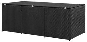 Fekete polyrattan kerti tárolóláda 180 x 90 x 70 cm