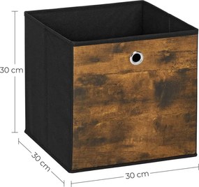 Összecsukható tárolódobozok 6 db, rusztikus barna és fekete 30x30x30cm