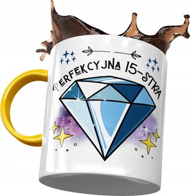 Sárga Bögre Születésnapra 15 15. 15. Ajándék Nyomtatott Fotóval