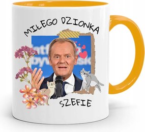 Donald Tusk Sárga Bögre Platform Ajándék fényképes nyomtatással